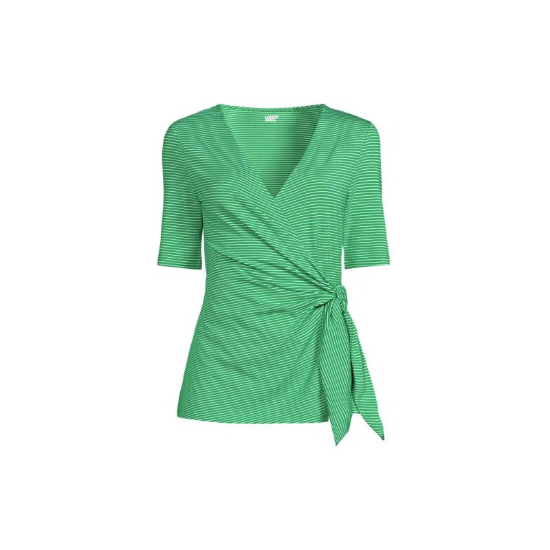 Cotton Modal Side Tie Elbow Sleeve Top, Women, size: 20-22, plus, 113322033