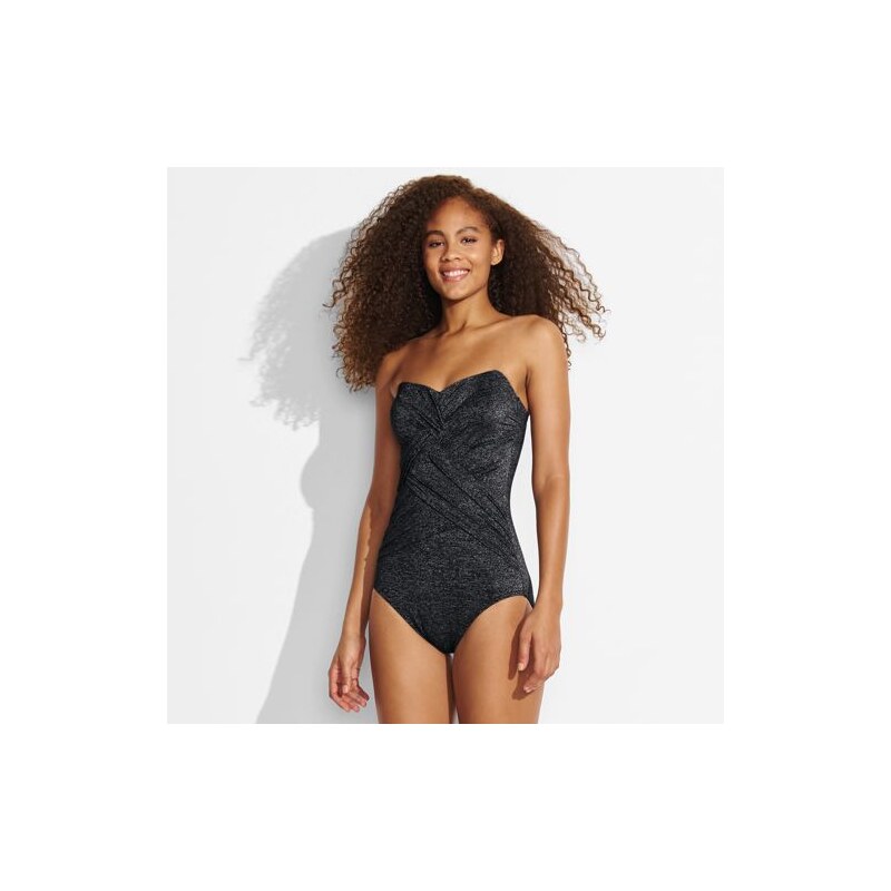 Bandeau Slender Swimsuit - Shine, Women, size: 10, regular, Black, 113256286