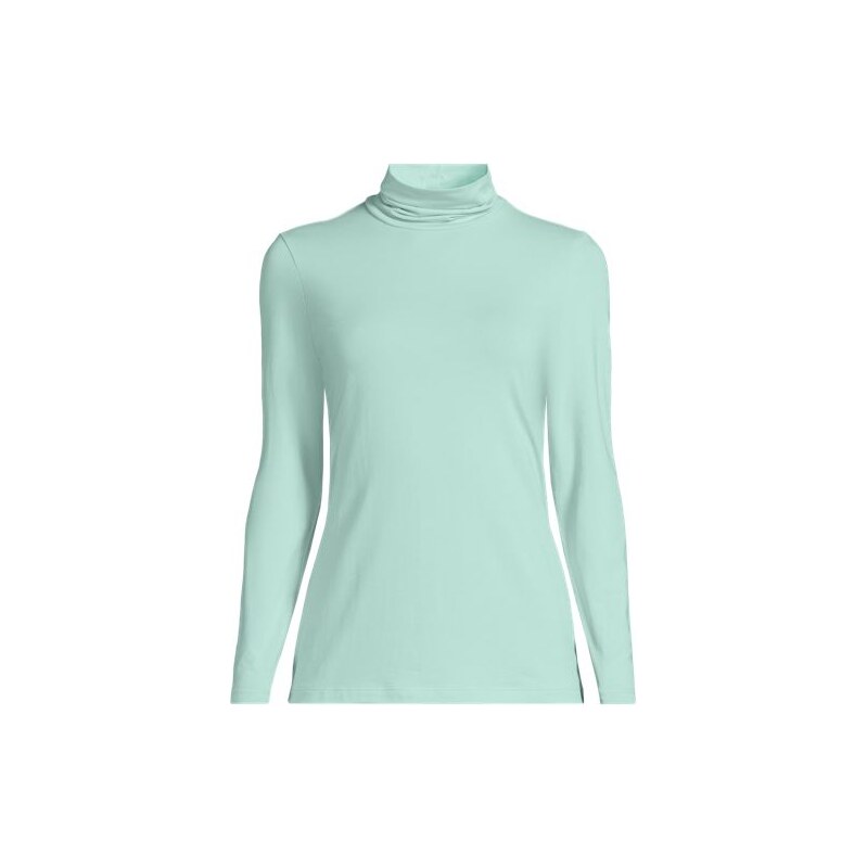 Cotton-modal Roll Neck Top, Women, size: L, regular, Blue,