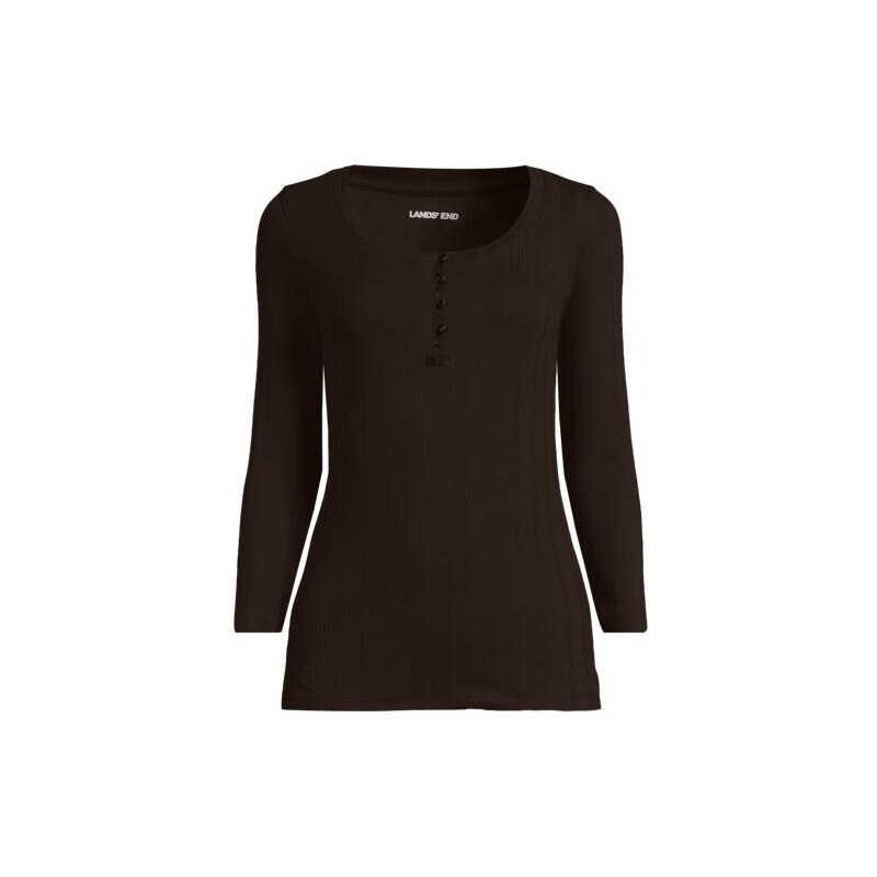 Three-Quarter Sleeve Henley Top, Women, size: M, regular, Brown,