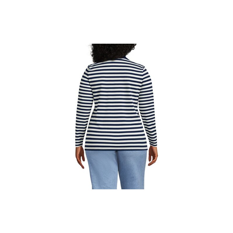 Long Sleeve Supima Cotton Polo Shirt, Women, size: 20-22, plus, Blue, 113265293
