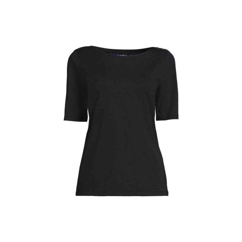 Single Knit Supima Boatneck Button Shoulder Tee, Women, size: 20-22, 115261806