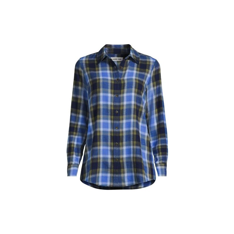 Long Sleeve Flannel Boyfriend Shirt, Women, size: L, petite,