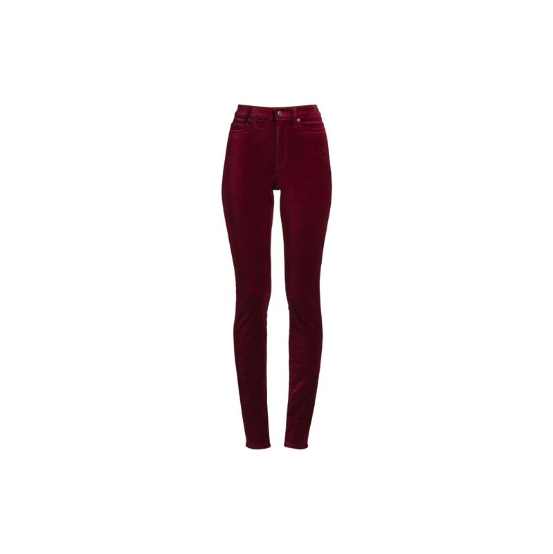 Slim Leg Velvet Jeans, High Waisted, Women, size: 14, petite, Red, 115730178