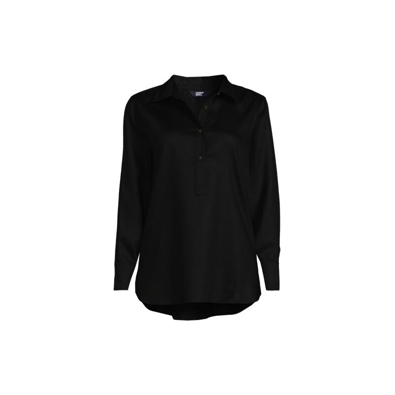 TENCEL Popover Shirt, Women, size: 8, regular, Black, Rayon/Lyocell, 114863554