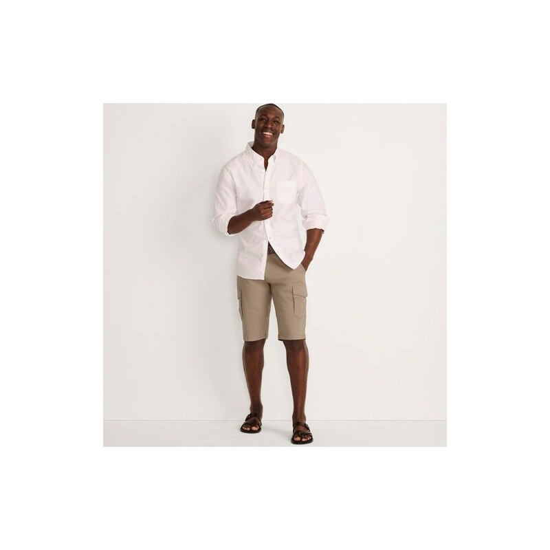 Belted Cargo Shorts, Men, size: 38, regular, Ivory, Cotton-blend