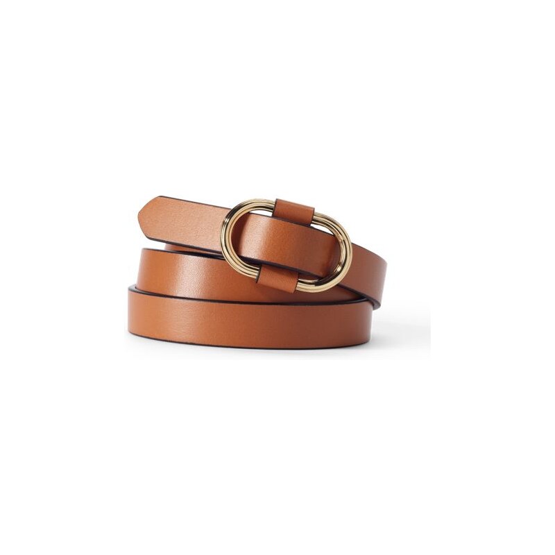 Adjustable Skinny Leather Belt, Women, size: L, regular, Brown, 115230202
