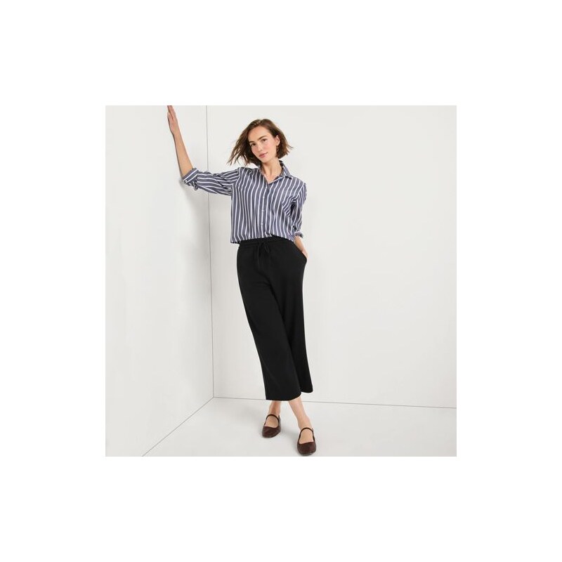 Sport Knit Cropped Wide Leg Trousers, Women, size: L, regular,