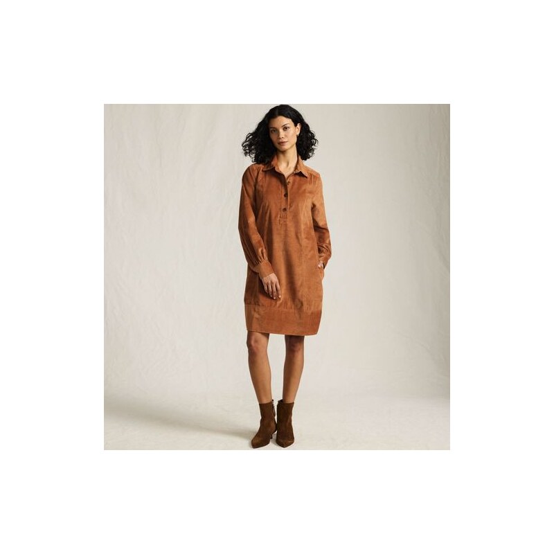 Long Sleeve Wide Wale Cord Popover Shirt Dress, Women, size: M,