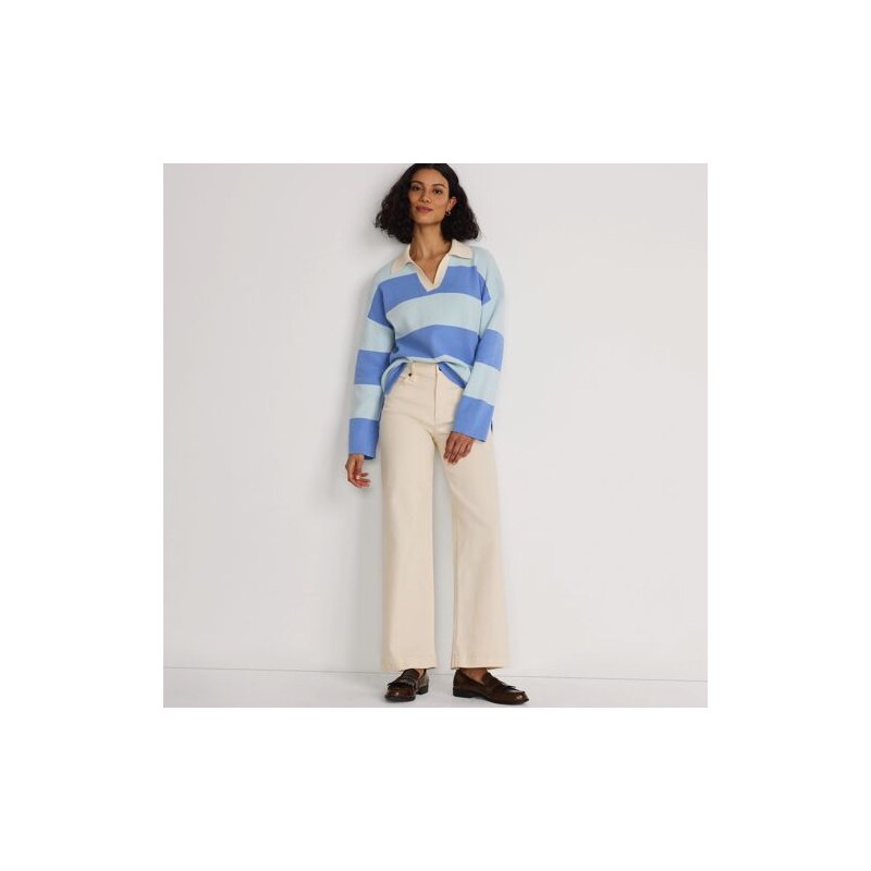 Johnny Collar Rugby Stripe Jumper, Women, size: S, regular, Blue