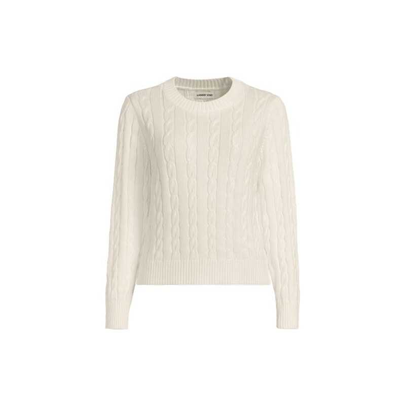 Pure Cotton Cable Knit Drifter Crew Neck Jumper, Women, size: L,