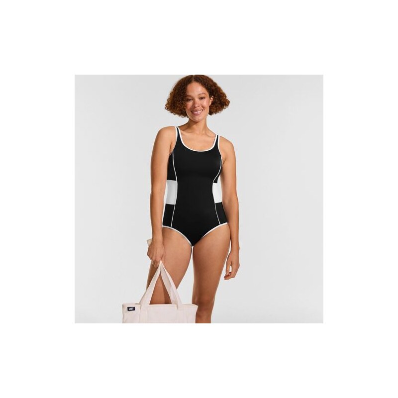 Tugless Scoop Neck Colourblock Swimsuit, Women, size: 10,