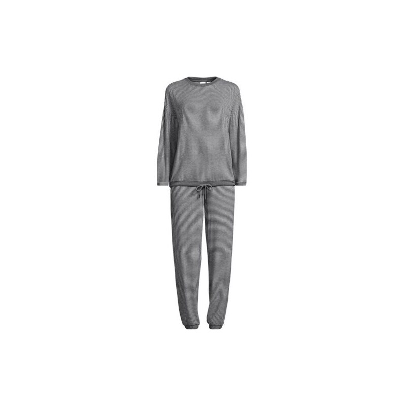 Silky Knit Striped Lounge Set, Women, size: M, regular, Grey,