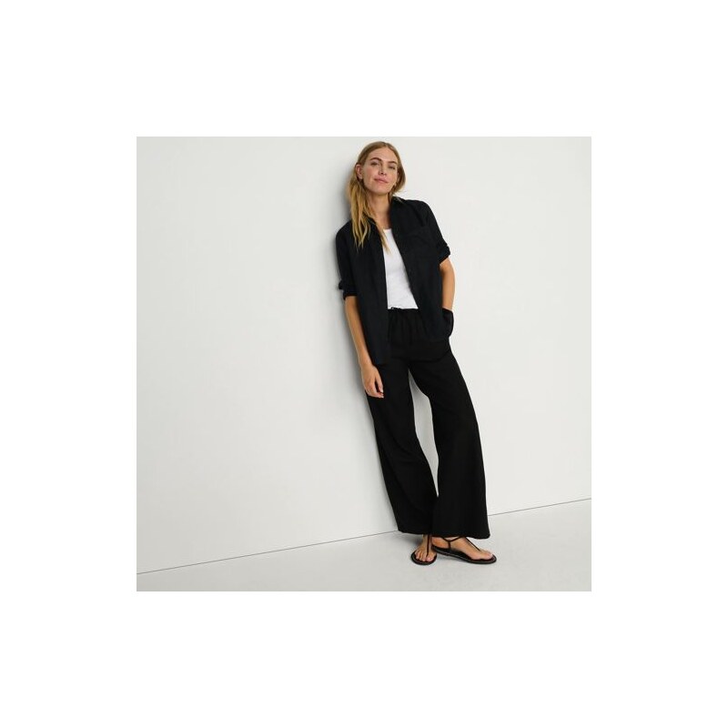 Soft Ease Linen Blend Wide Leg Tie Waist Trousers, Women, size: