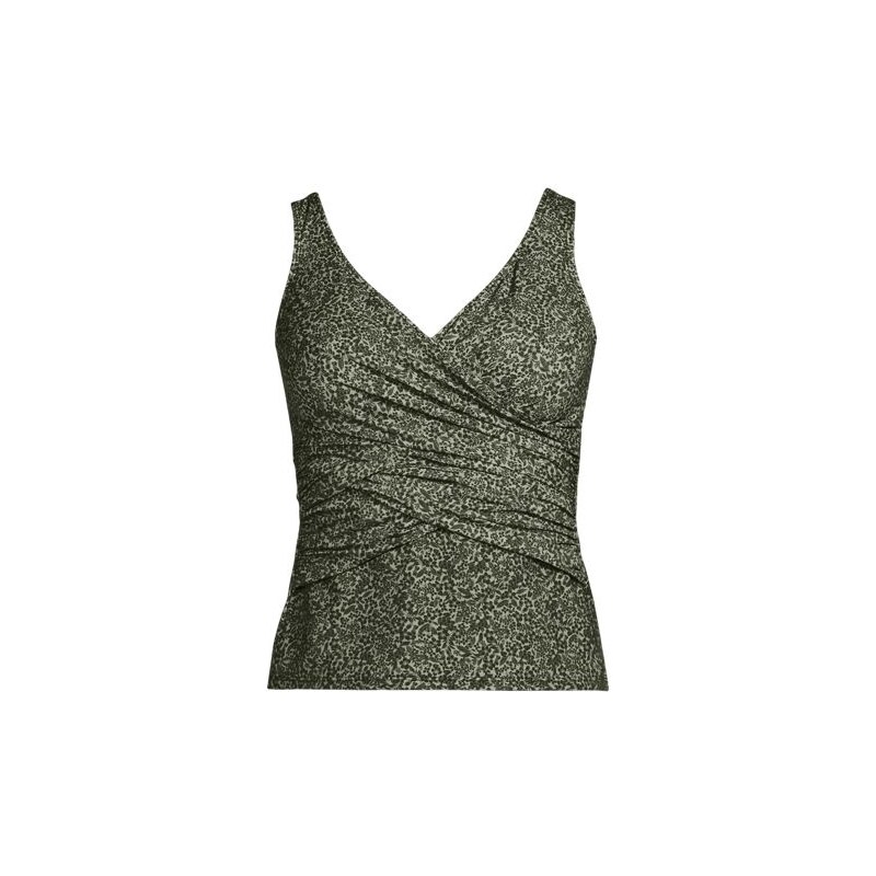 Wrap Front Slender Tankini Top, Women, size: 10, regular, Green, 113398631