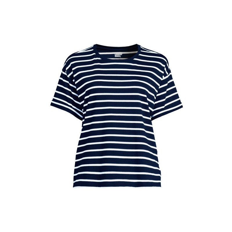 Short Sleeve Supima Roll Cuff Crew Neck T-Shirt, Women, size: 10-12, 113461403