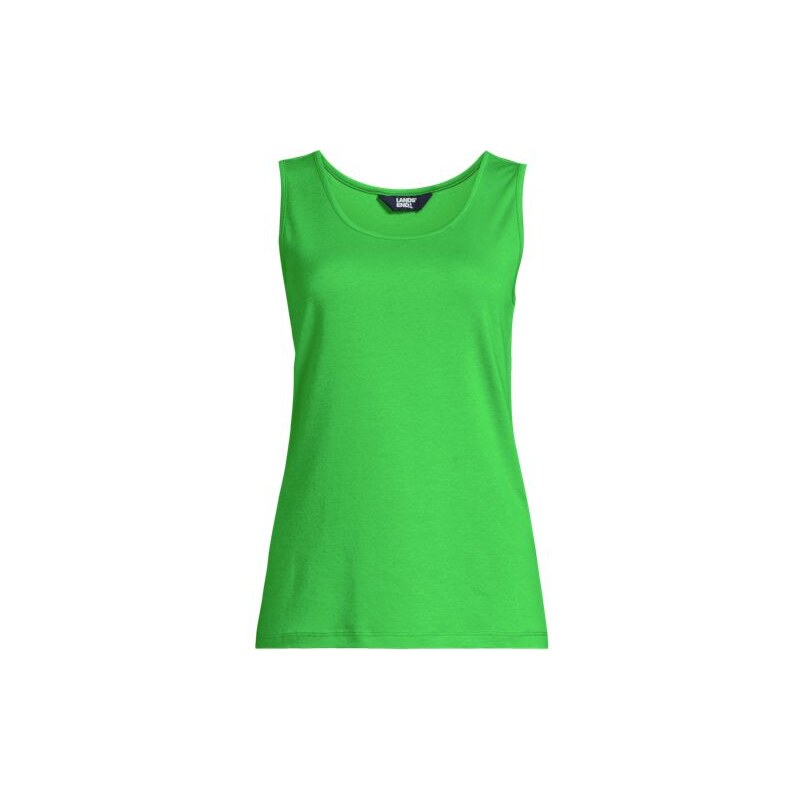 Cotton Vest Top, Women, size: M, petite, Green, Cotton, by Lands