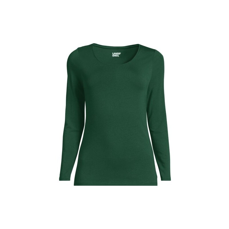 Cotton Modal Scoop Neck Top, Women, size: 14-16, petite, Green, Cotton 113266906