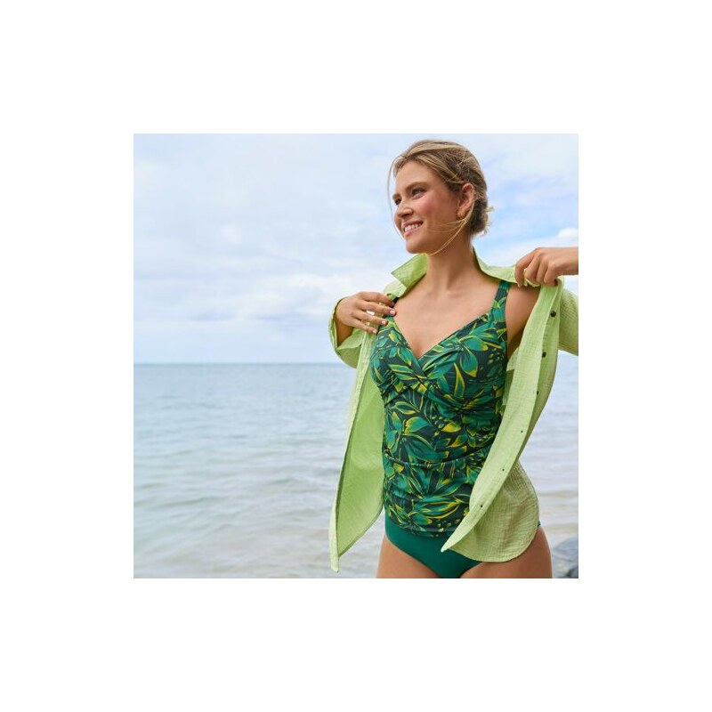 V-Neck Wrap Tankini Top, Women, size: 8, regular, Green, Nylon