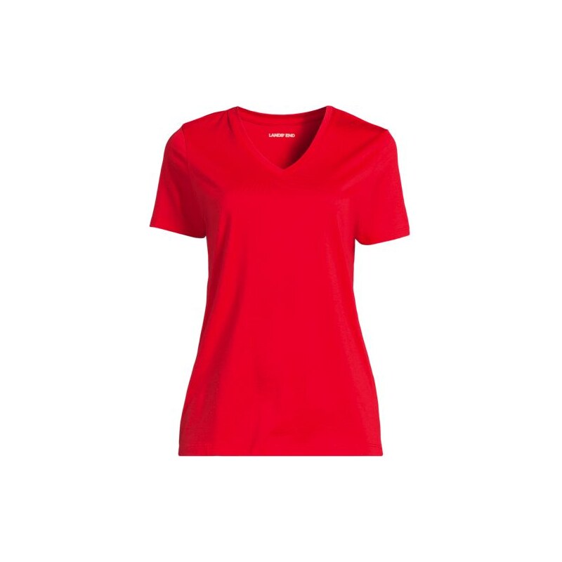 Supima Short Sleeve V-neck T-shirt, Women, size: S, regular, Red