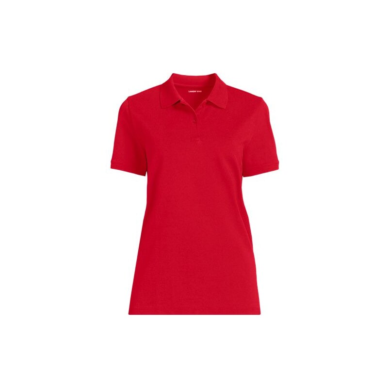 Piqué Polo Shirt, Women, size: 2X, plus, Red, by Lands End