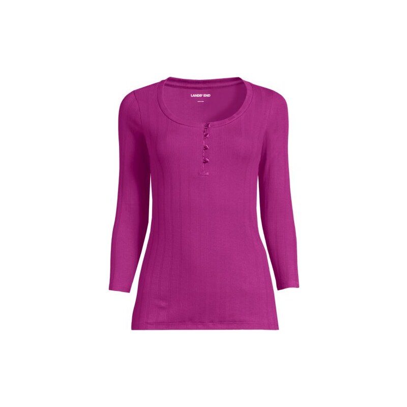 Three-Quarter Sleeve Henley Top, Women, size: 20-22, plus, Pink, 113322541