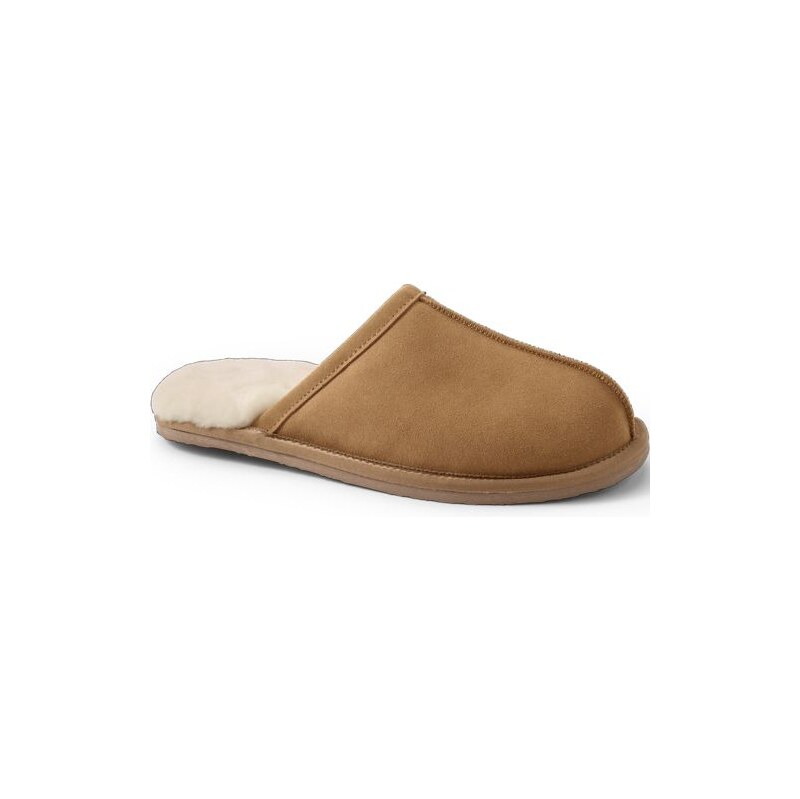 Suede Mule Slippers, Men, size: 8, regular, Brown, Leather/Suede