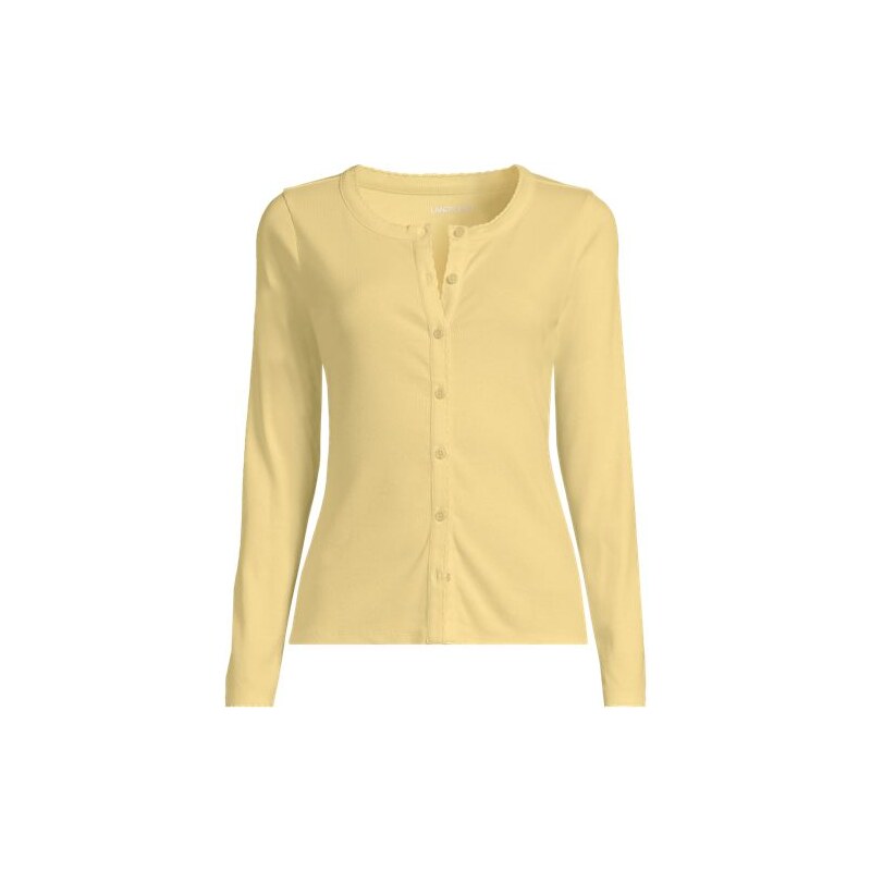 Long Sleeve Micro Rib Buttonfront Top, Women, size: 1X, plus,