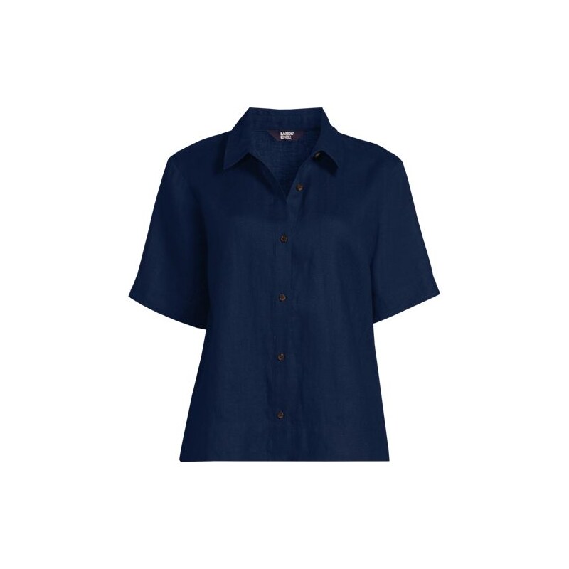 Premium Pure Linen Short Sleeve Shirt, Women, size: XL, regular,