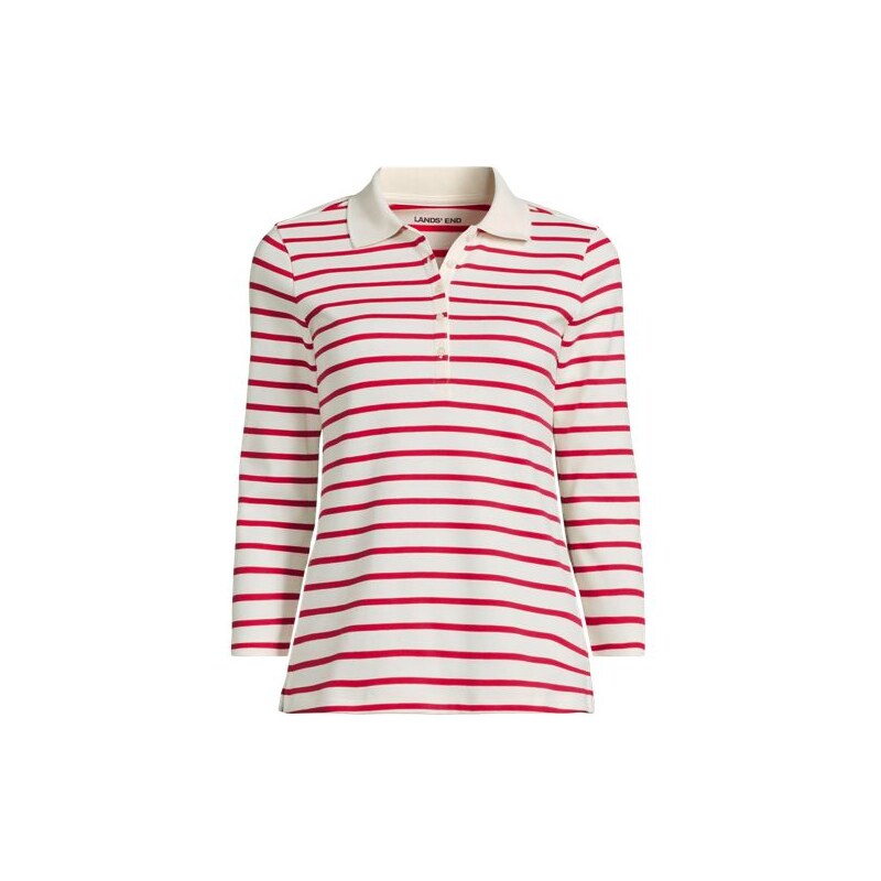 Three-Quarter Sleeve Supima Cotton Polo Shirt, Women, size: 24-26, 114972719