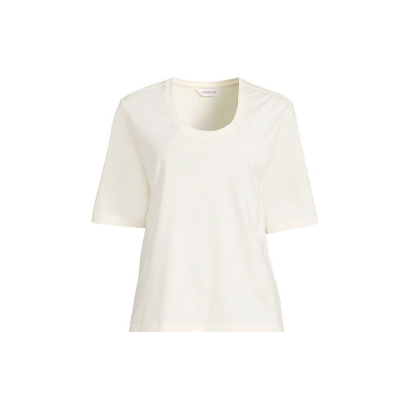Supima Scoop Neck Tee, Women, size: 10-12, regular, Ivory, Cotton, by 113462201