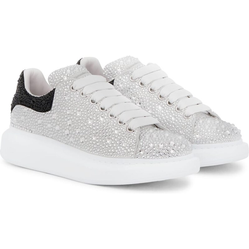 McQueen Oversized embellished leather sneakers