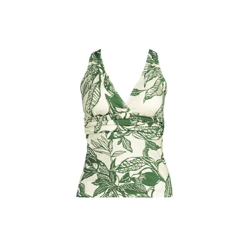 Plunge V-neck Tankini Top, Women, size: 20-22, plus, White, Nylon 113287516