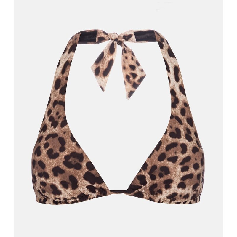 Dolce&Gabbana Leopard-print halterneck bikini top