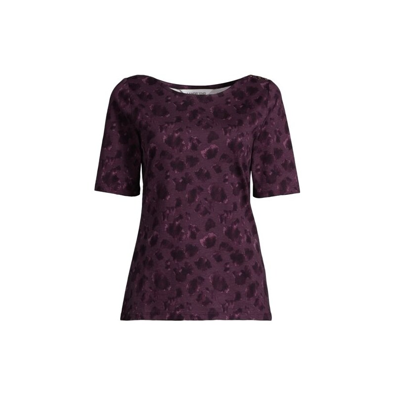 Single Knit Supima Boatneck Button Shoulder Tee, Women, size: 20-22, 113597460