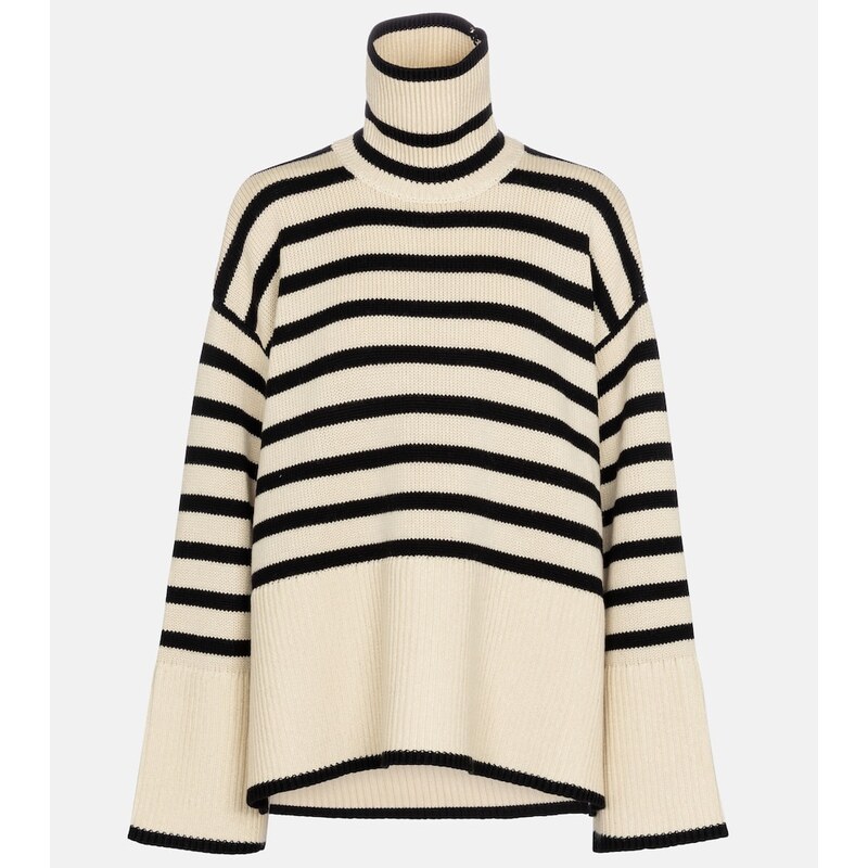 Toteme Striped turtleneck wool-blend sweater