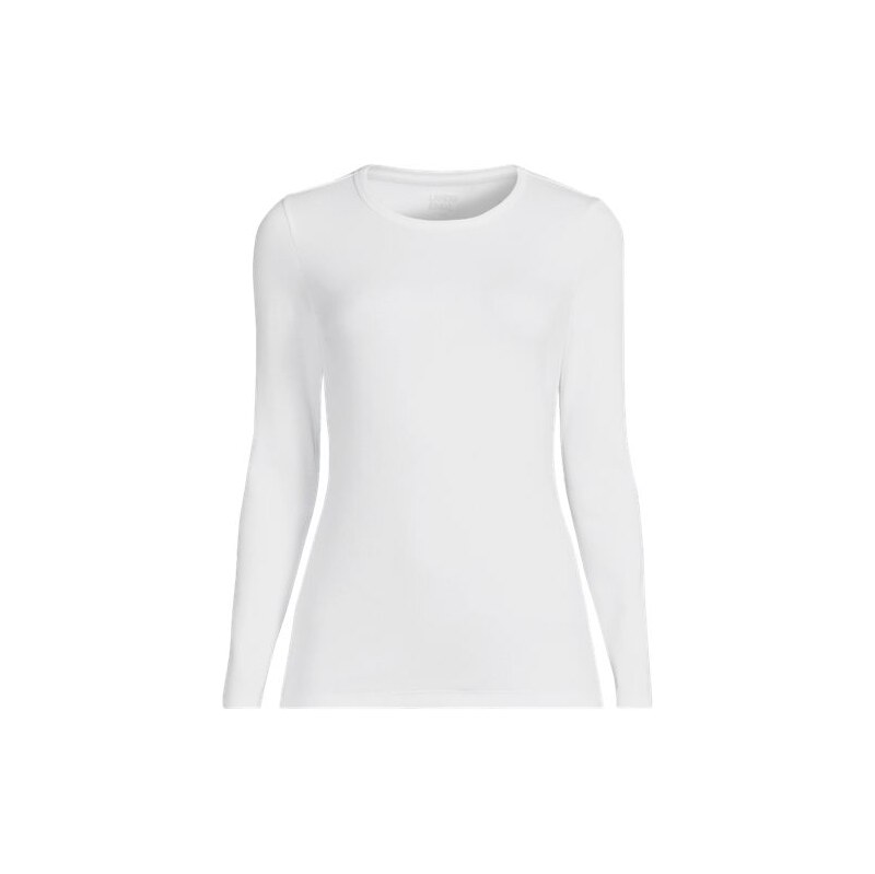 Womens Long Sleeve Micro Rib Top, Women, size: 3X, plus, White,