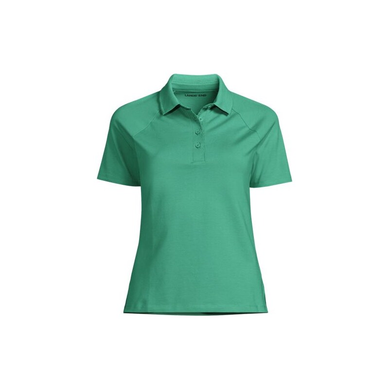 Slim Fit Pique Polo Shirt, Women, size: 1X, plus, Green, Cotton