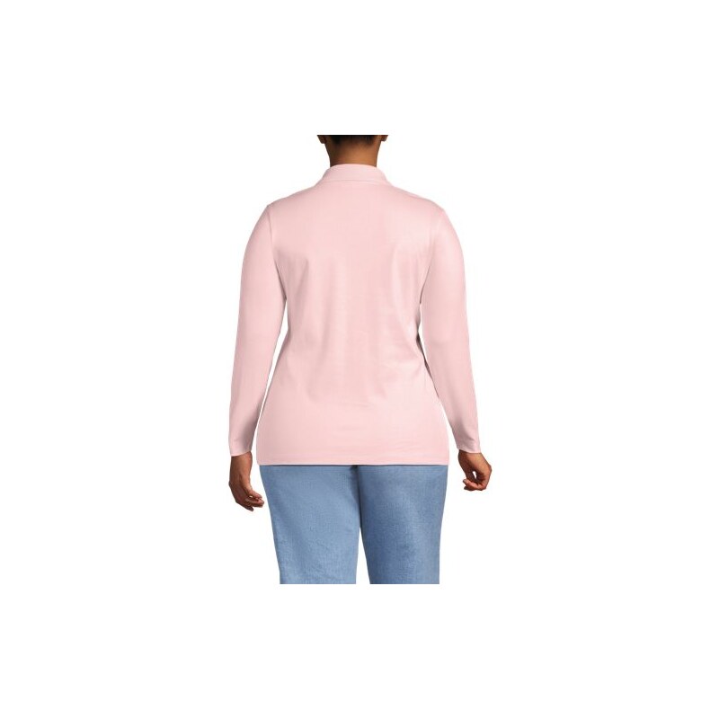 Long Sleeve Supima Cotton Polo Shirt, Women, size: 20-22, plus, Pink, 113529884