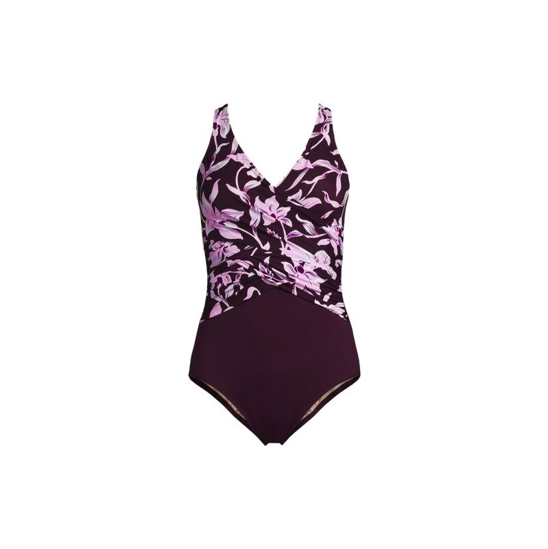 Long Wrap Front Slender Swimsuit, Women, size: 12, regular, Red,