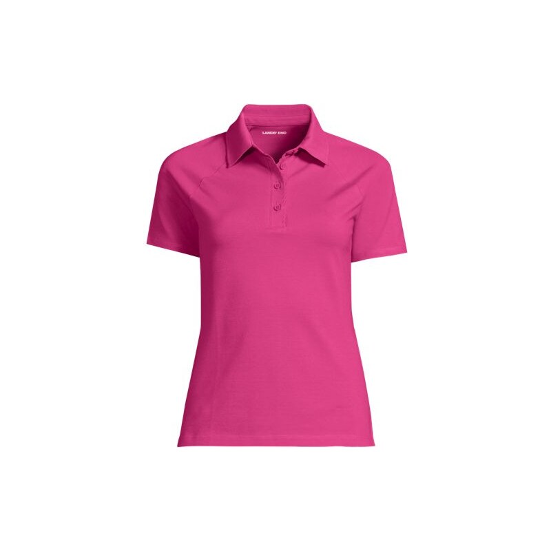 Slim Fit Pique Polo Shirt, Women, size: L, petite, Pink, Cotton