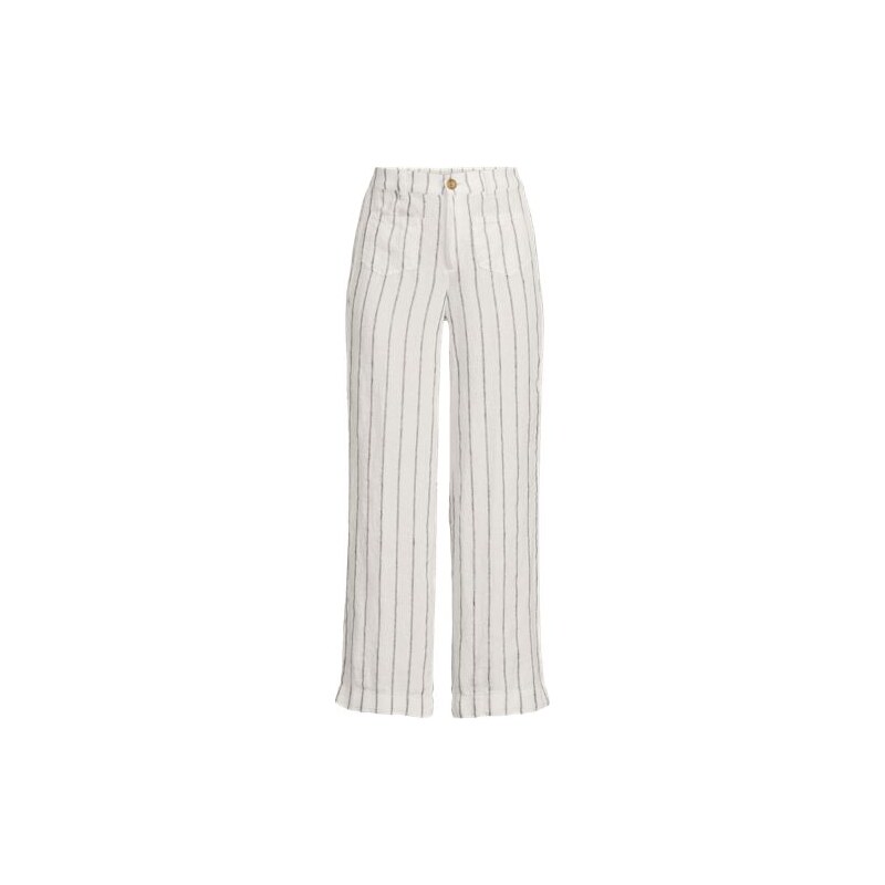 Wide Leg Cropped Linen Trousers, Women, size: 14/16, petite, Ivory, by 115678352