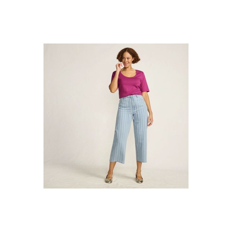 Cropped Wide Leg Jeans, Printed, Women, size: 12, petite, Blue, by 115608678