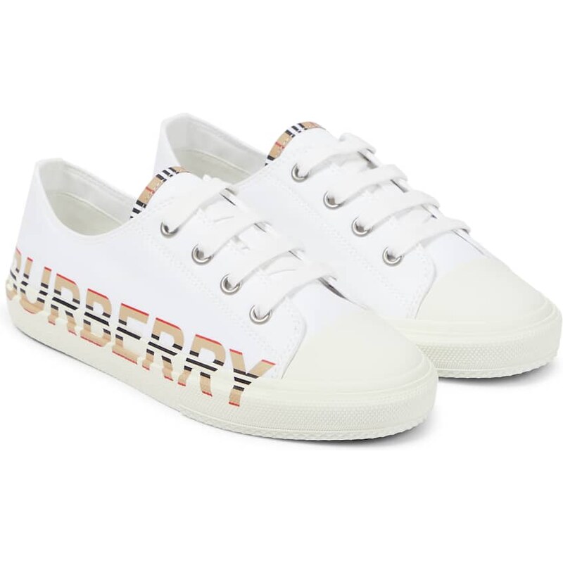 Burberry Kids Logo cotton gabardine sneakers