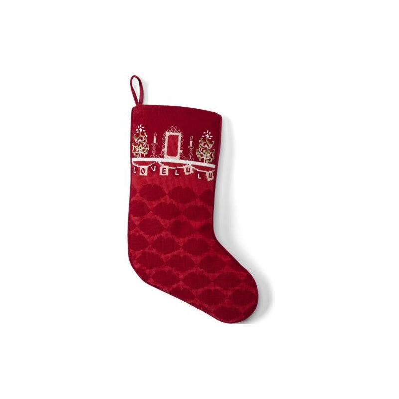 Lands End x Lulu Guinness Needlepoint Stocking, Men, size: one