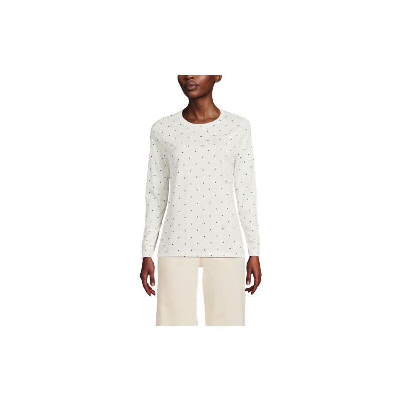 Supima Long Sleeve Crew Neck T-shirt, Women, size: 10-12, petite, 115261129