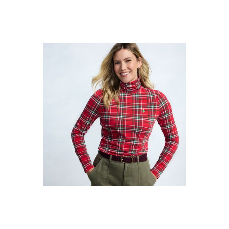 Cotton-modal Roll Neck Top, Women, size: 10-12, regular, Red, Cotton 115236337