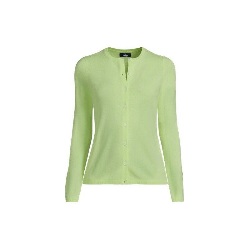 Crew Neck Cashmere Cardigan, Women, size: 10-12, regular, Green, 113321107