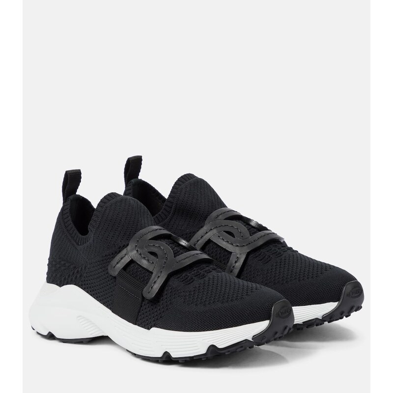 Tods Leather-trimmed knit sneakers