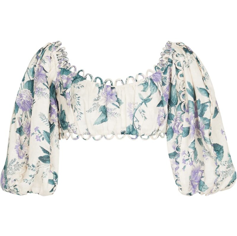 Zimmermann Cassia floral linen crop top